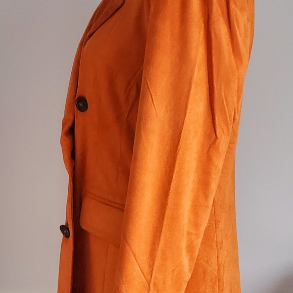 BAGATELLE COLLECTION Faux Suede Womens Double Breasted Blazer Burnt Orange MED - Picture 6 of 11